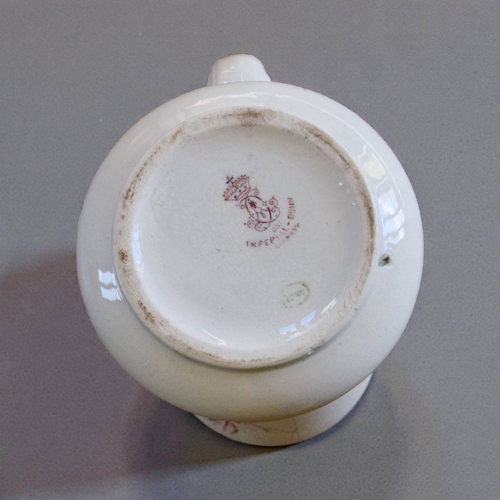 Large antique toilet bowl from the 19th century, pink ironstone, Imperial Bonn.