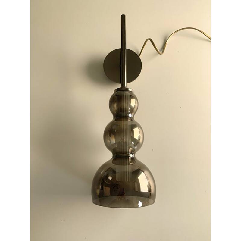 Set of Two Contemporary Smoked in Black Nickel Wall Sconces