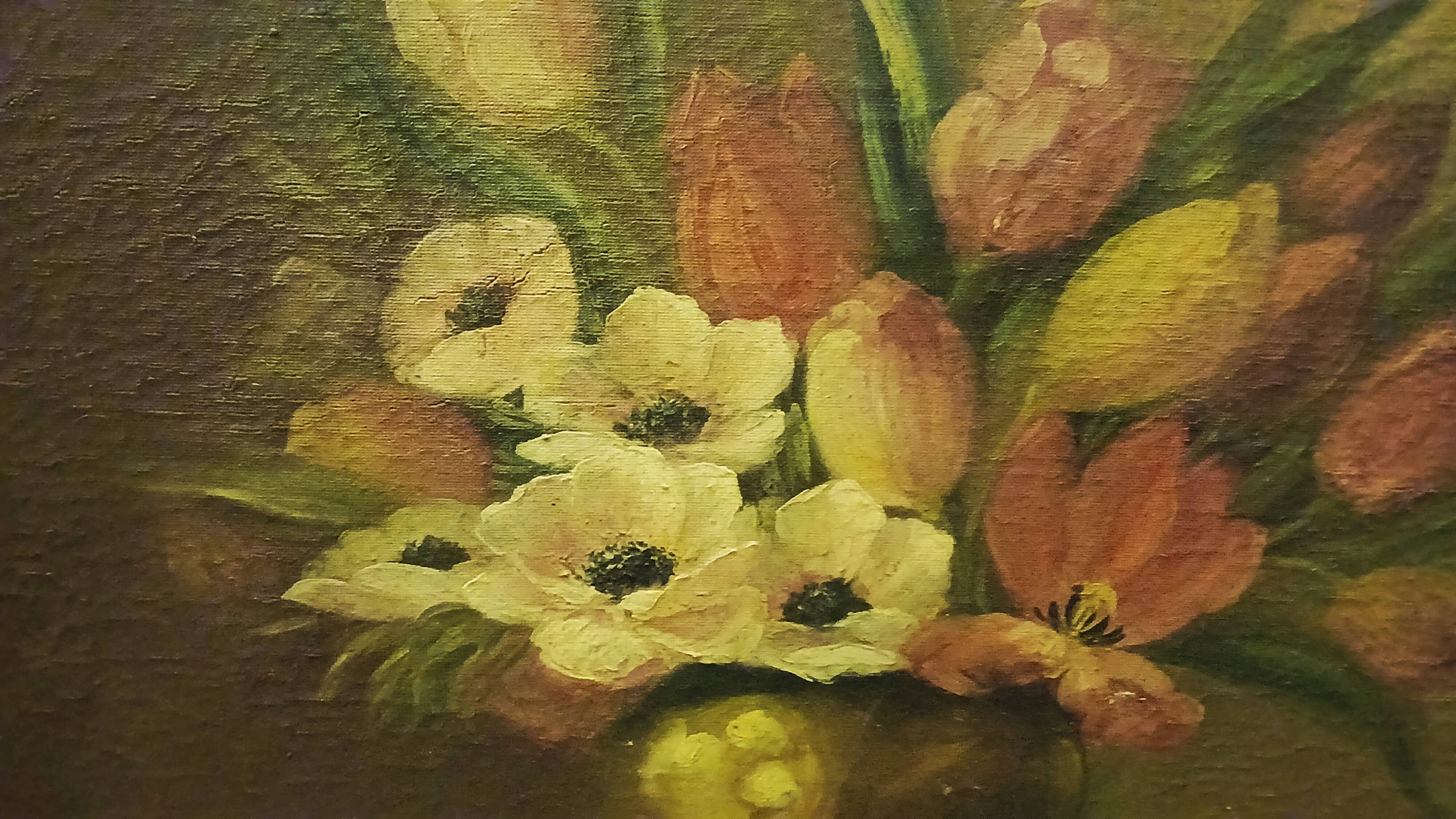 Flower bouquet tableau signed frey