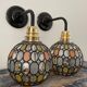Paire d’appliques vintage en verre ciselé électrifiées à neuf