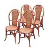 Set of 4 rattan terrace bistro chairs and cannage
