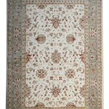 Large Ivory-cream Zielger Rug Handwoven Oriental Floral Carpet 199x292cm