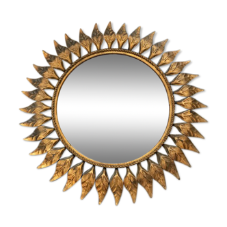 Miroir soleil en métal doré 47cm