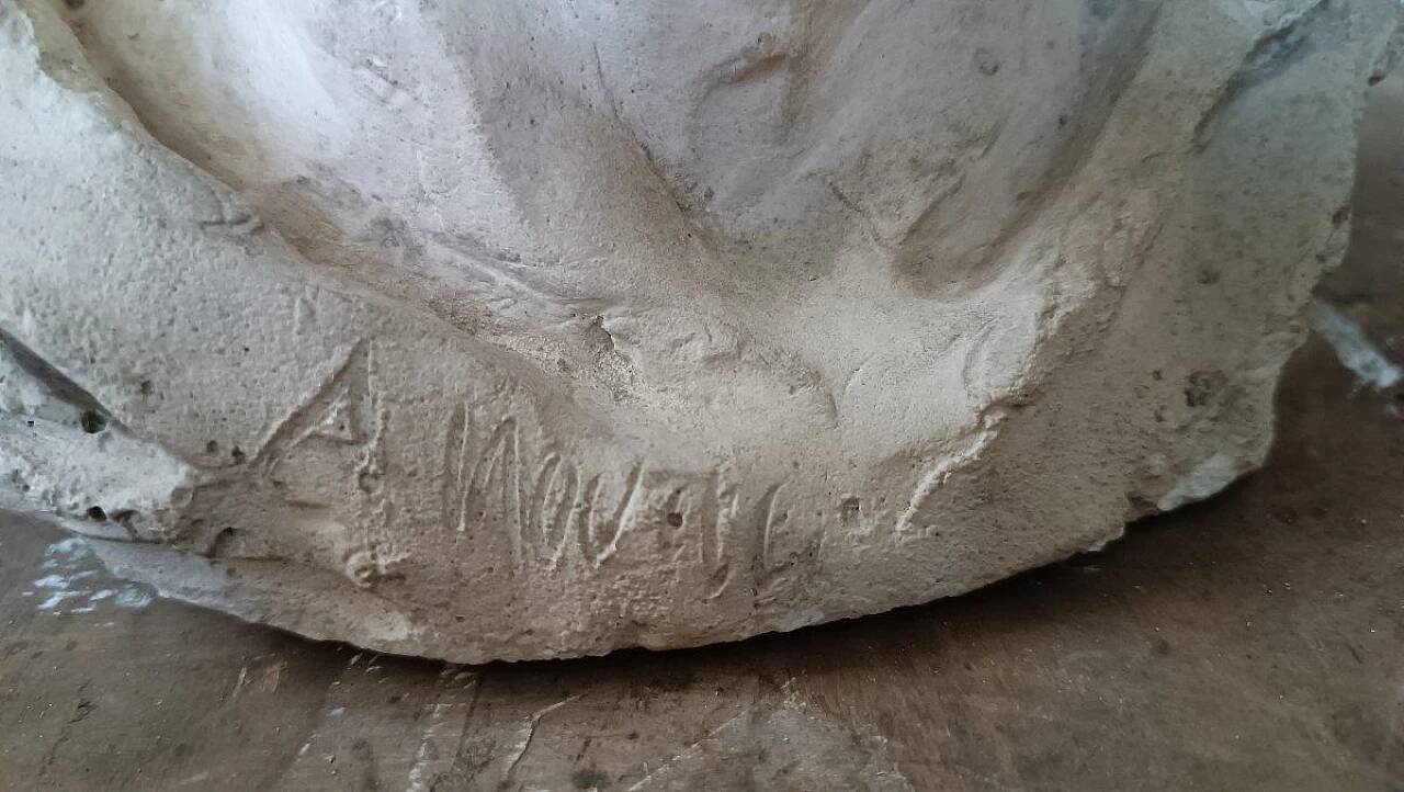 A. Novelli, male bust, plaster sculpture