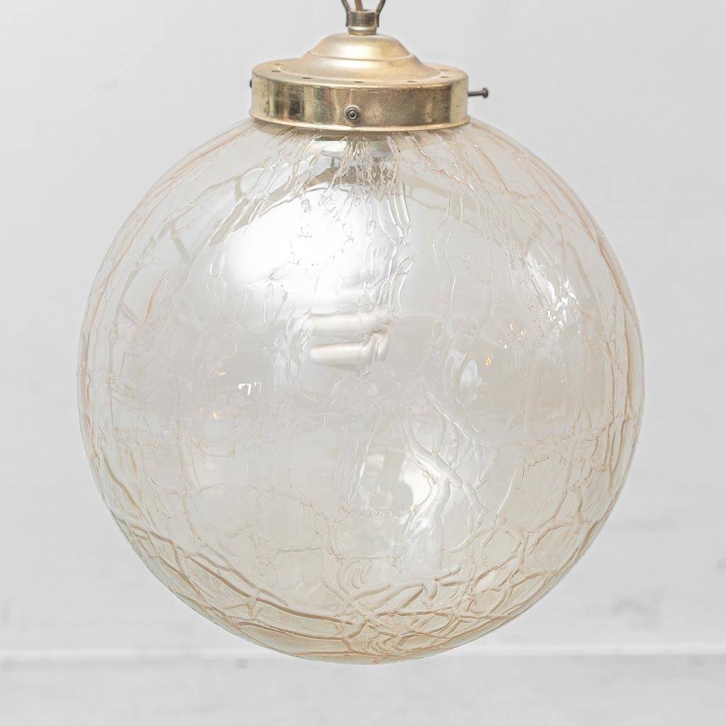 Vintage sphere chandelier in transparent glass and metal – 1960s