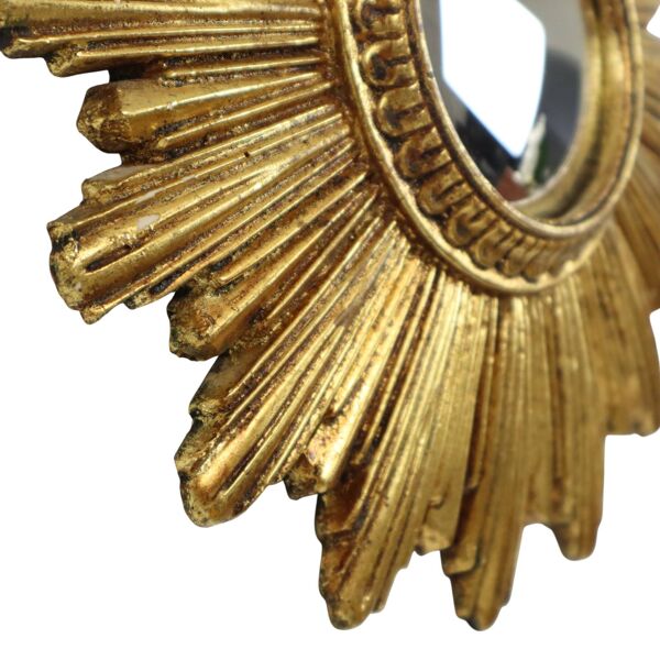 Petit miroir soleil miroir en éclat de soleil en feuille d'or convexe 24 cm