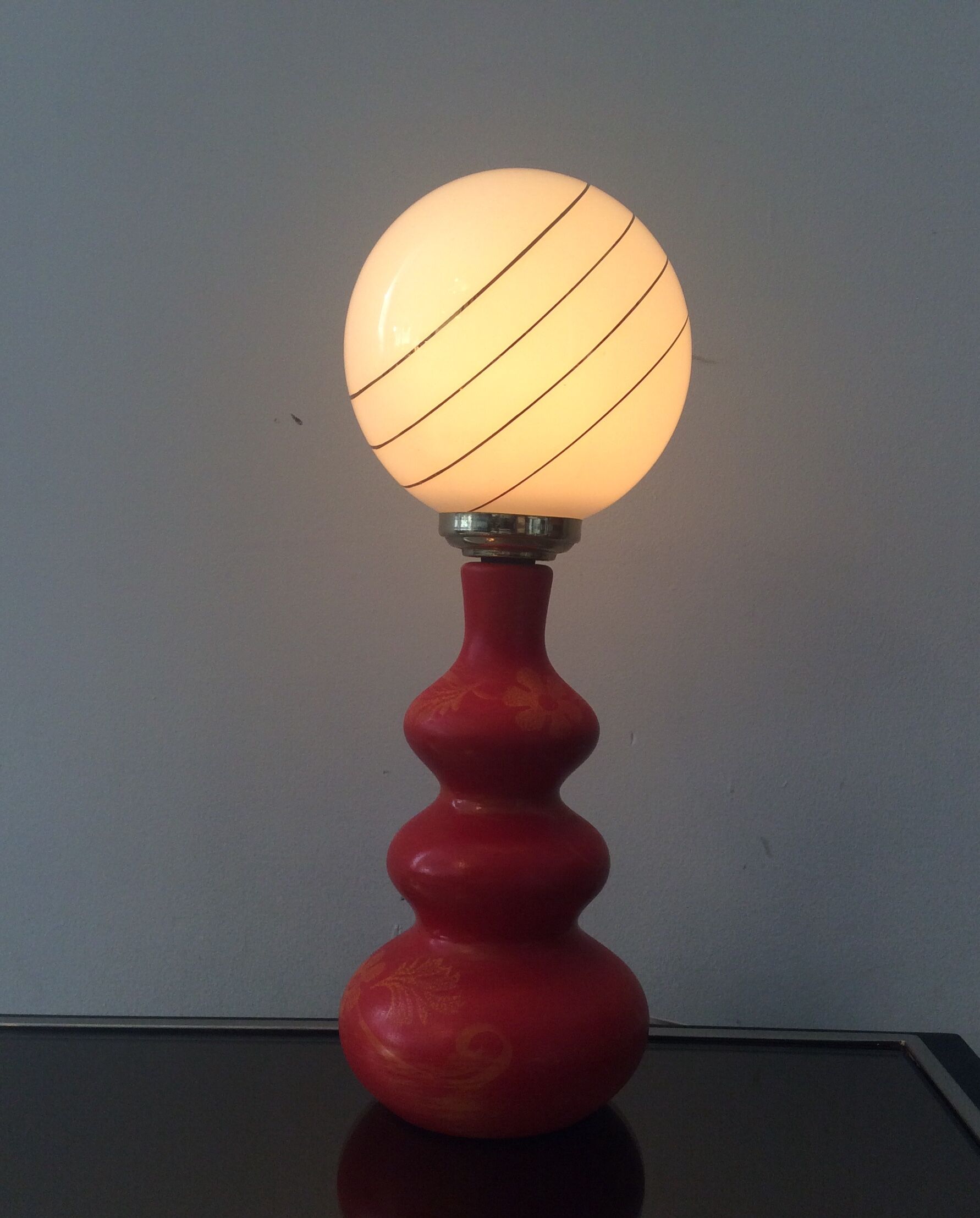 Lampe vintage en céramique et opaline années 60-70