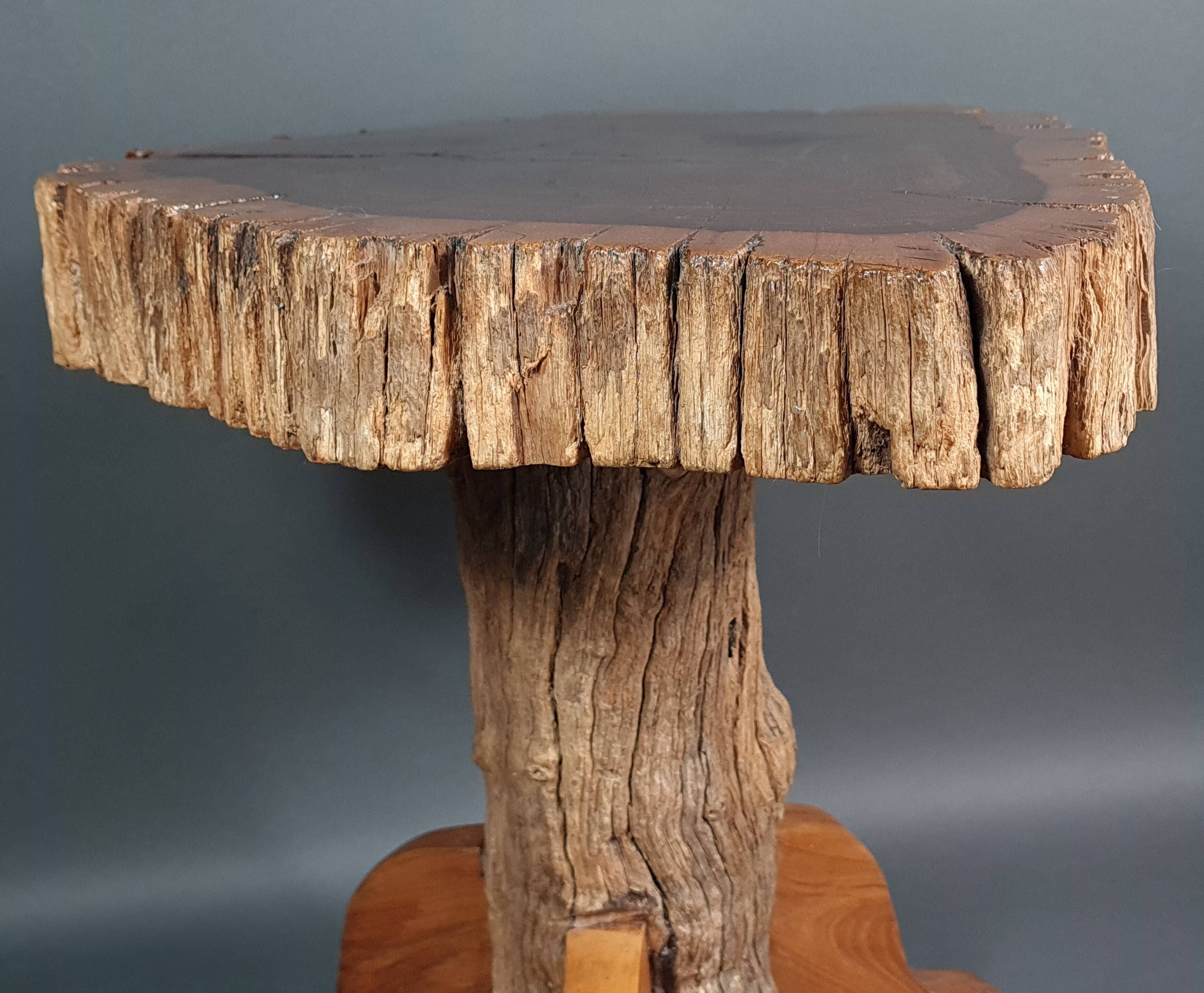 Brutalist teak stool or side table, 13 kg, 2 available D344 /1/