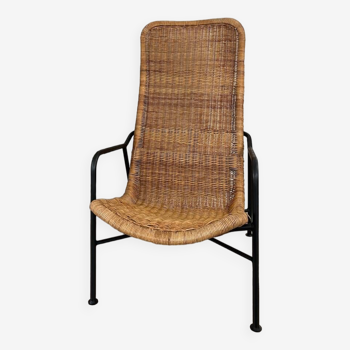 Vintage rattan armchair, model 514A, designer Dirk Van Sliedrecht, 1950s