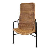 Vintage rattan armchair, model 514A, designer Dirk Van Sliedrecht, 1950s
