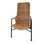 Vintage rattan armchair, model 514A, designer Dirk Van Sliedrecht, 1950s