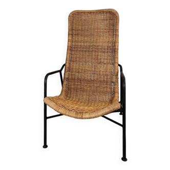 Vintage rattan armchair, model 514A, designer Dirk Van Sliedrecht, 1950s