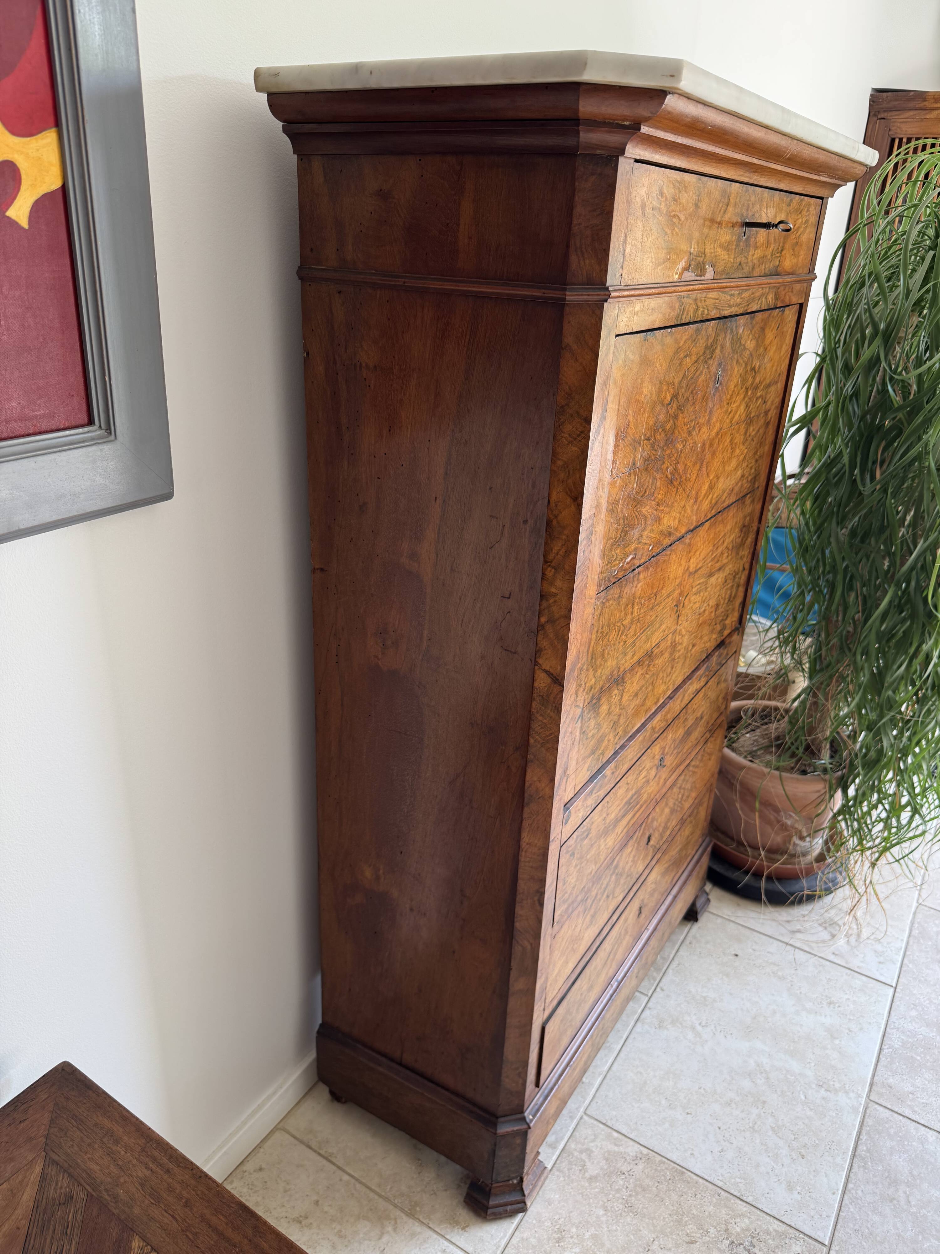 Secretaire, Louis, philippe, ronce de noyer