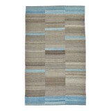Tapis kilim vintage fait main beige et bleu, style scandinave naturel