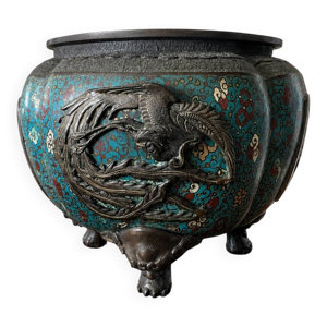 Cache pot bronze cloisonné