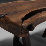 Rustic brutalist table Mobichalet in solid oak, Belgium 1970s