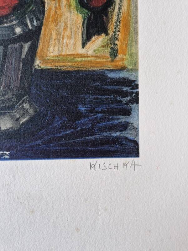 Isis Kischka (1908-1973) - Lithographie en couleurs - Bouquet de fleurs