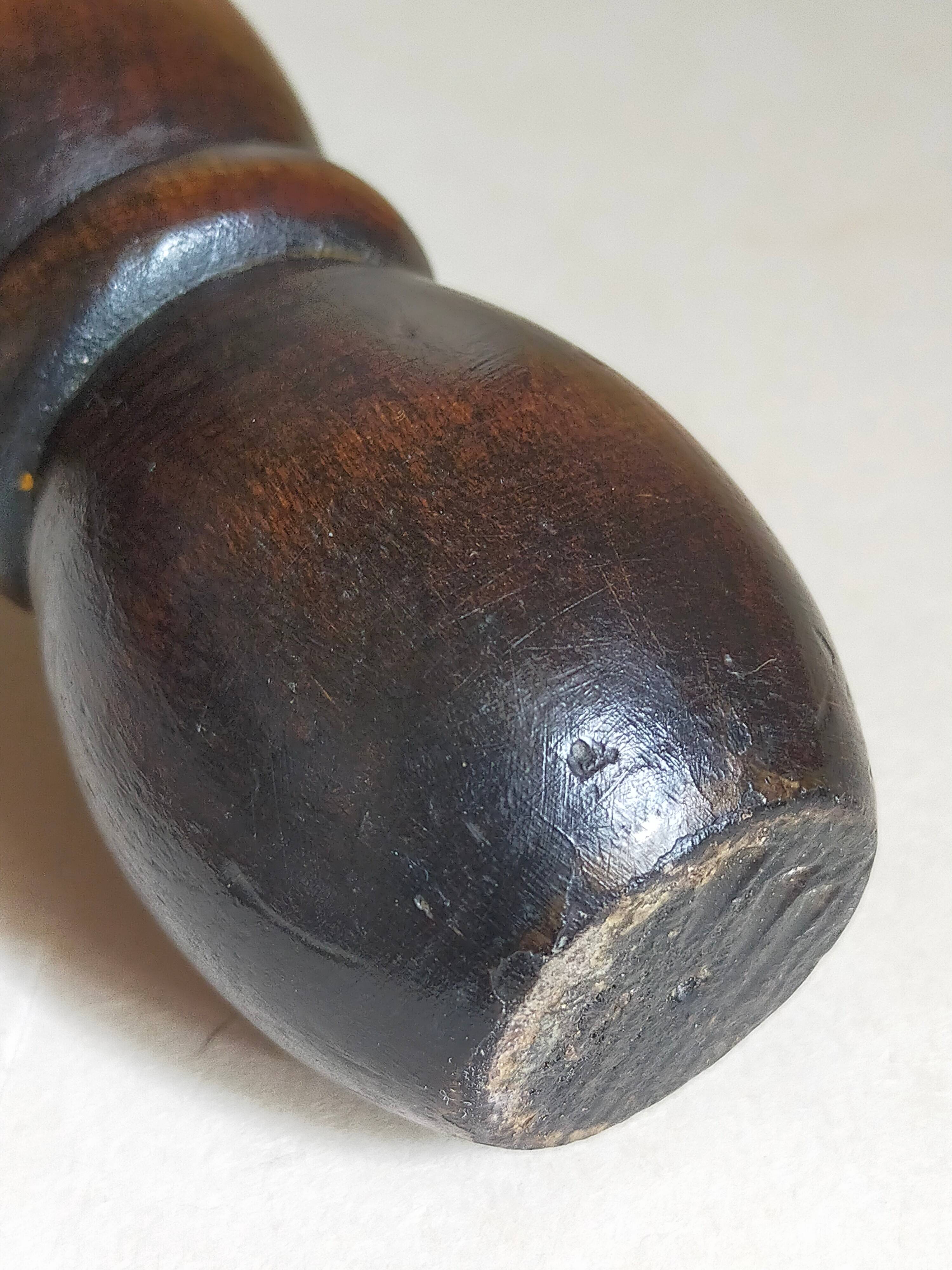 Vintage solid turned wood tripod stool