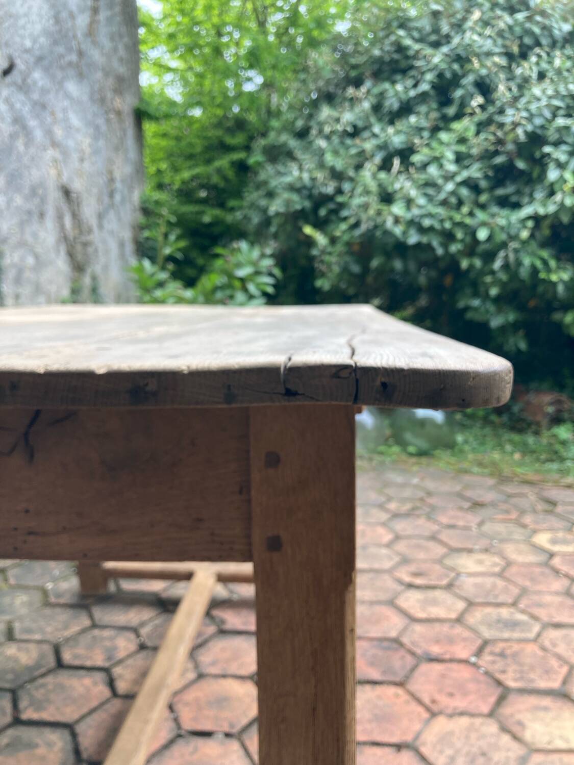 Old farmhouse table made of solid wood