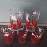 5 ancien verre vintage cigogne alsace