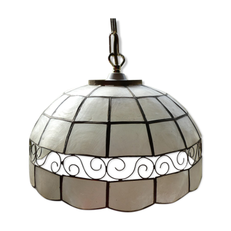 Suspension in mother-of-pearl and vintage brass