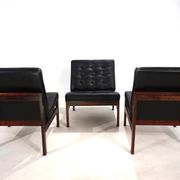 France & Son Set of 3 Modular Leather Armchairs by O. Gjerløv-Knudsen/T. Li