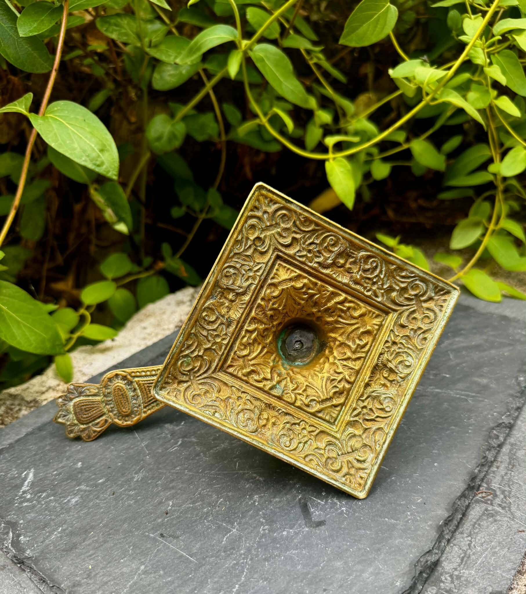 Large brass candlestick from the Art Nouveau period.