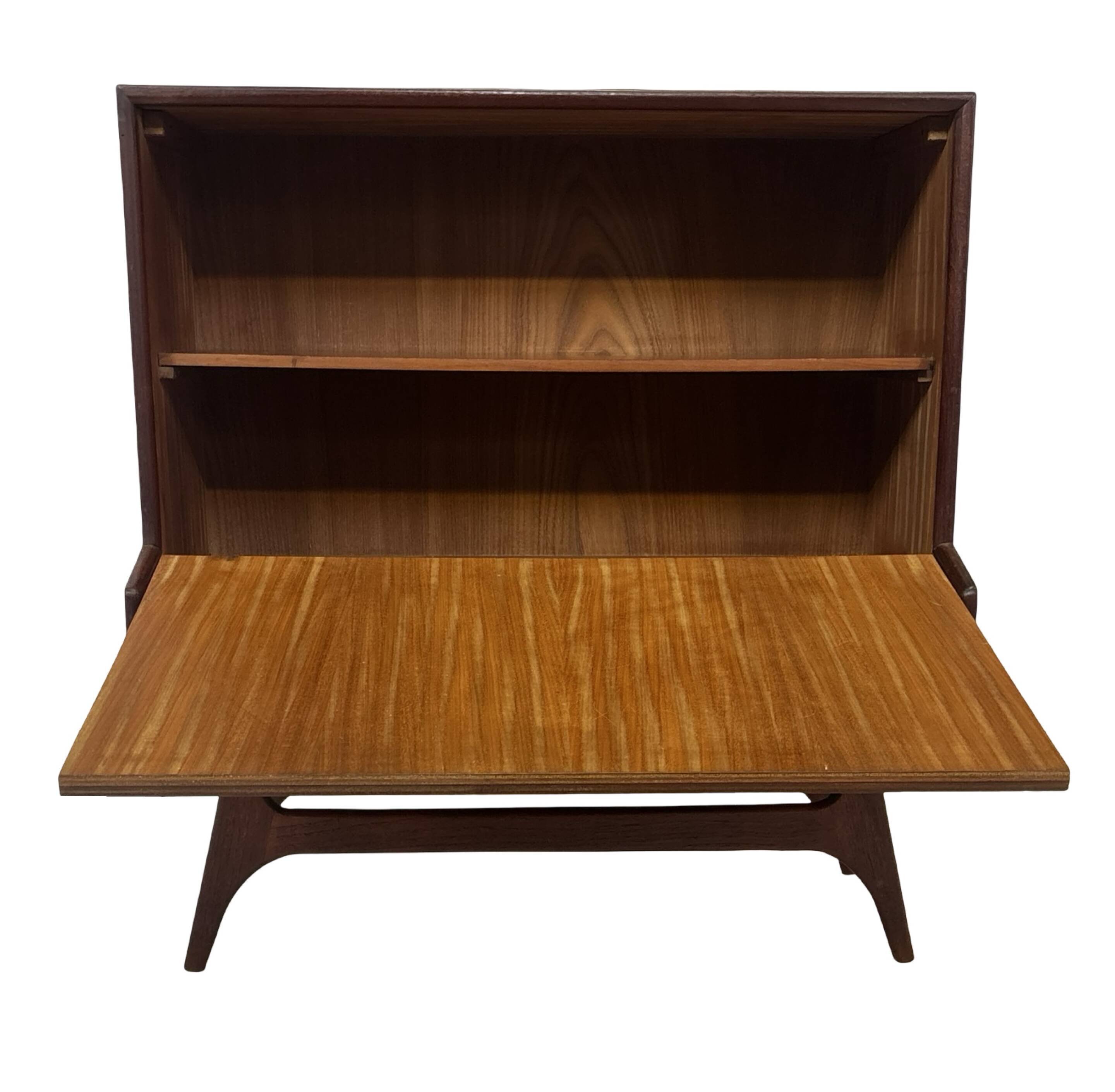 Vintage teak wall cabinet with flap door 1960s design wall unit