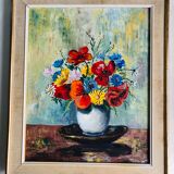 Oil on canvas: Still life with bouquet