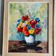 Oil on canvas: Still life with bouquet