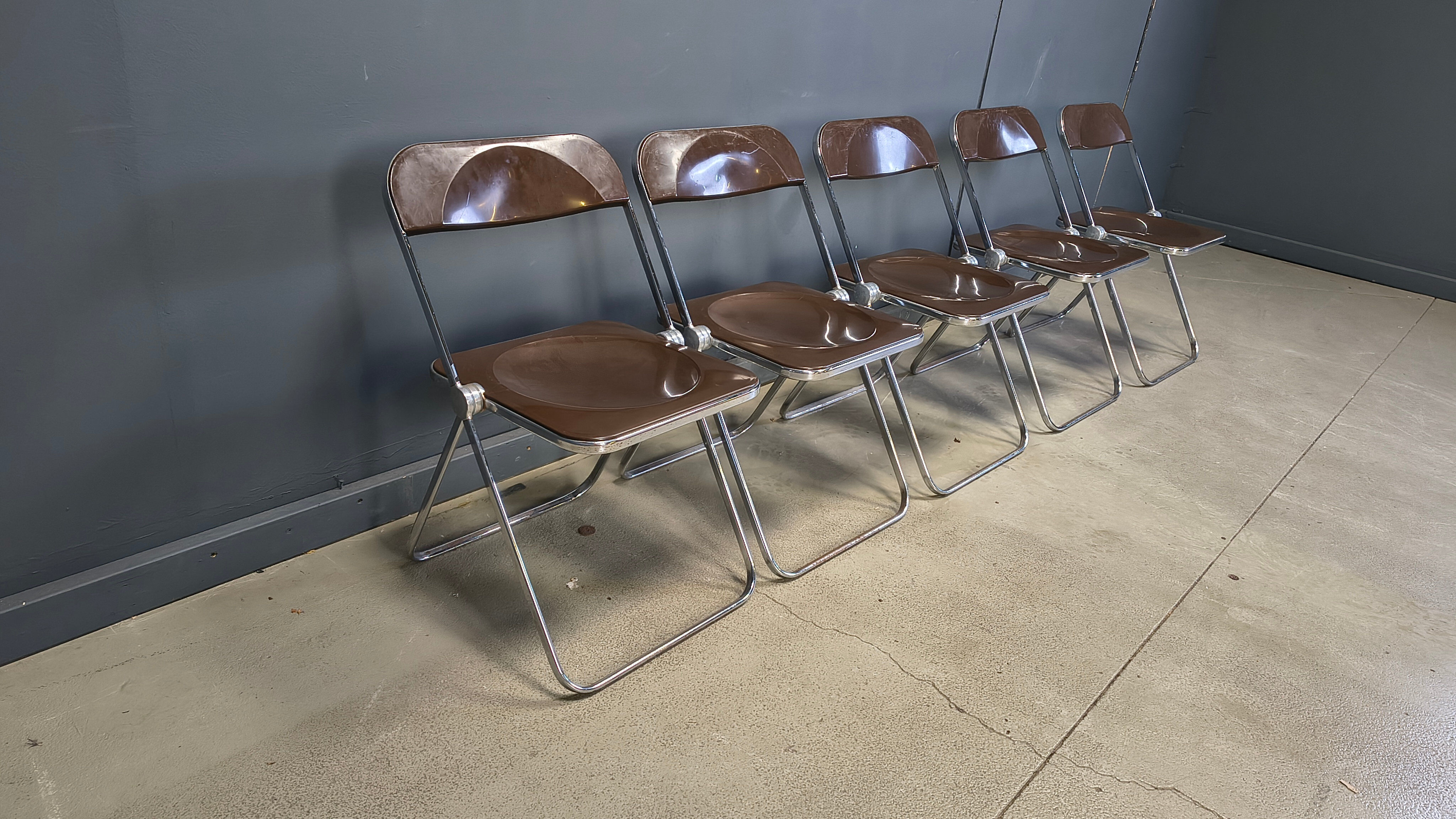 Vintage folding chairs Plia Giancarlo Piretti for Castelli, 1970s, set