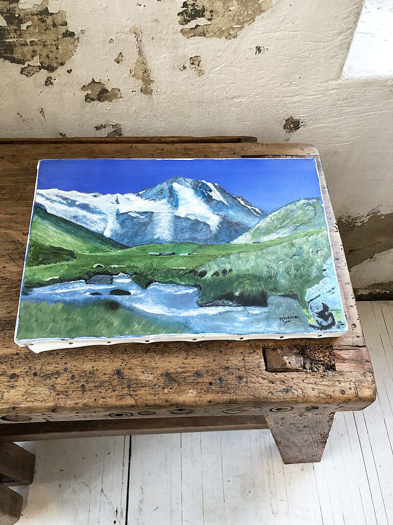 Painting mountain landscape