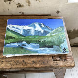 Painting mountain landscape