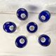 Bohemia. Series of six cut crystal wine glasses from the Rhine in blue.