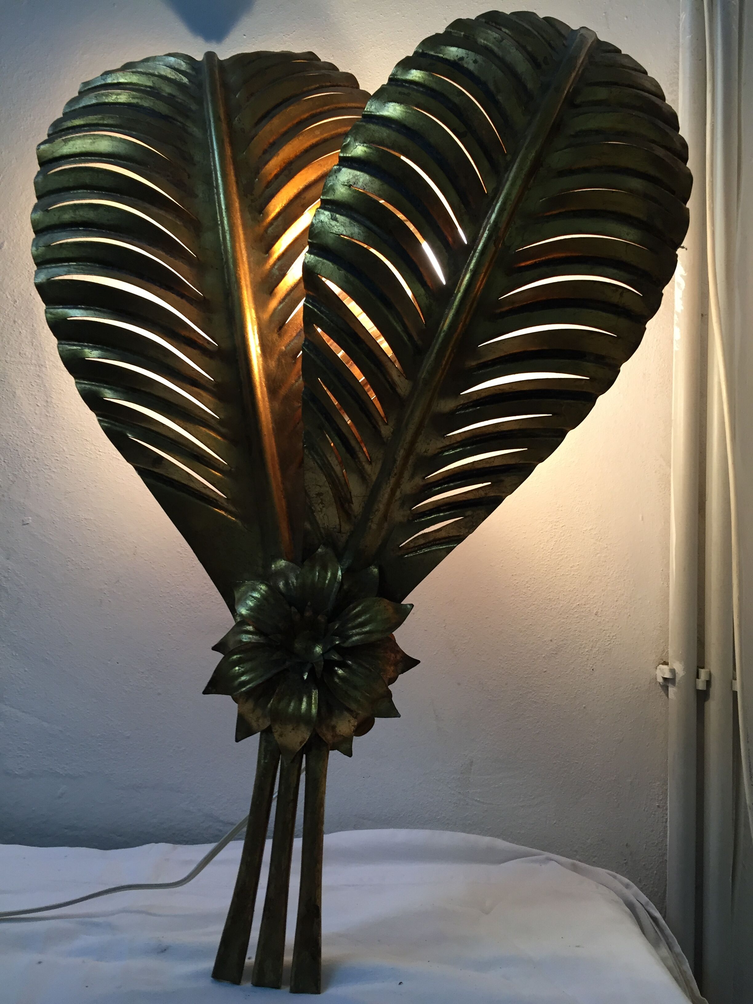 Wall light gold leaves, 70s