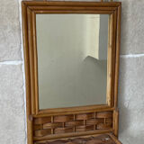 Vintage rattan tablet mirror