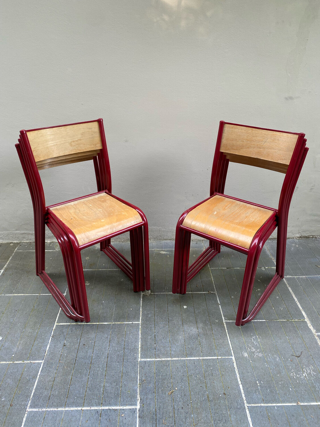 Vintage metal and wood school chairs adult size