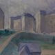 Original Swedish oil painting on canvas "Silent Houses" – vintage and framed