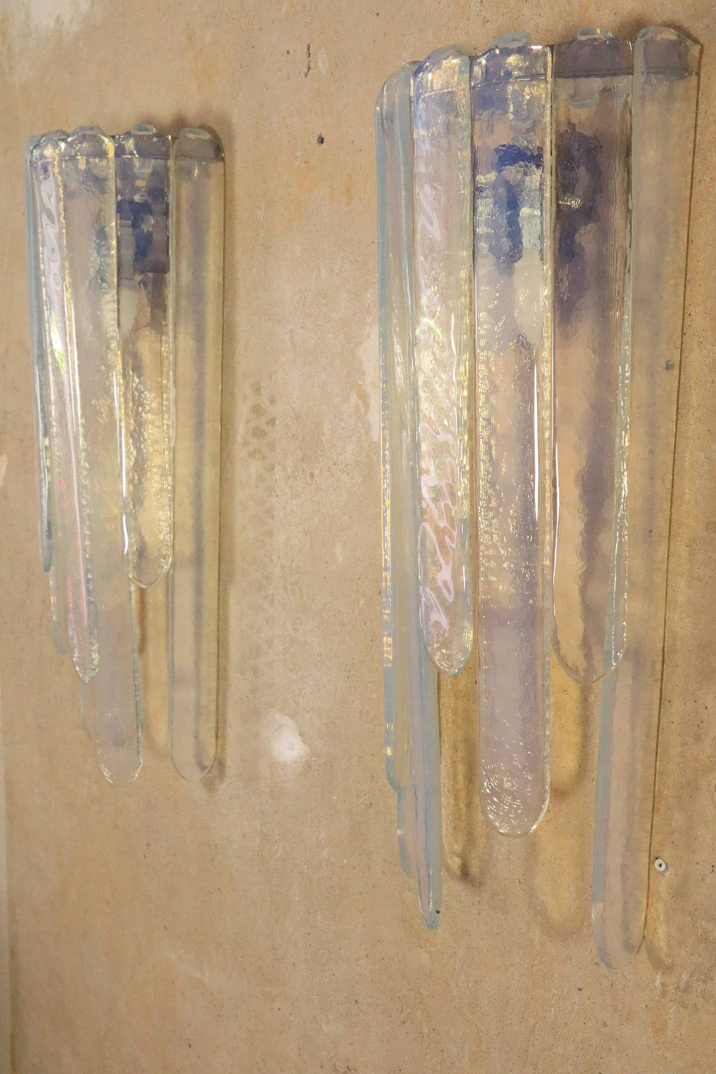 Wall light by Carlo Nason for Mazzega, Cascade, Glacier Blue, 1970s, 1/2