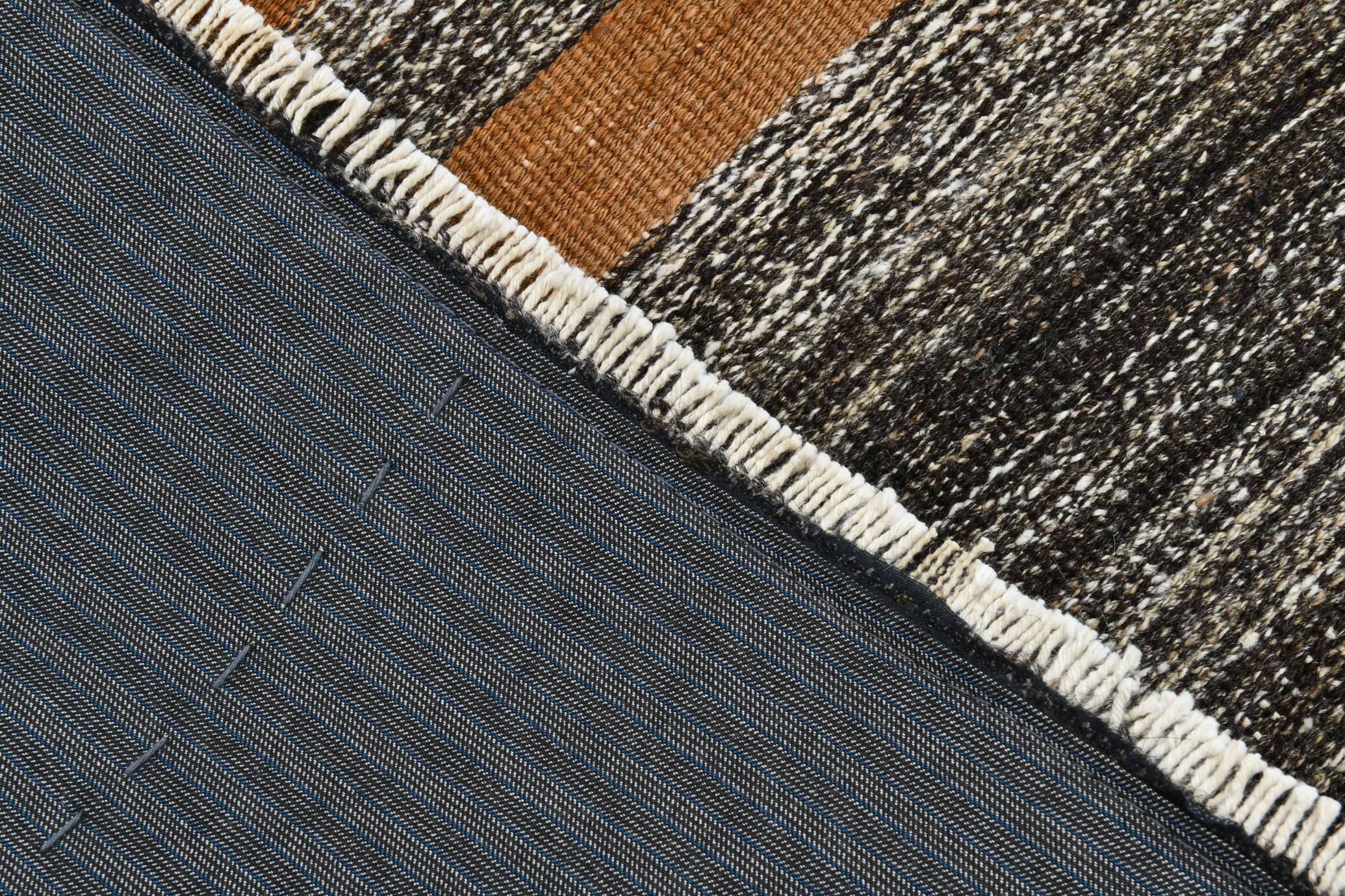 Tapis de couloir Kilim rayé marron crème 2x9, tapis de cuisine, 69x272 cm
