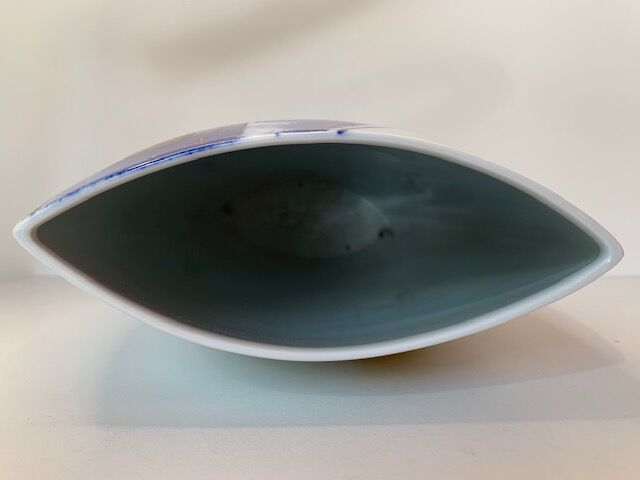 VASE Limoges porcelain flattened gilded shape