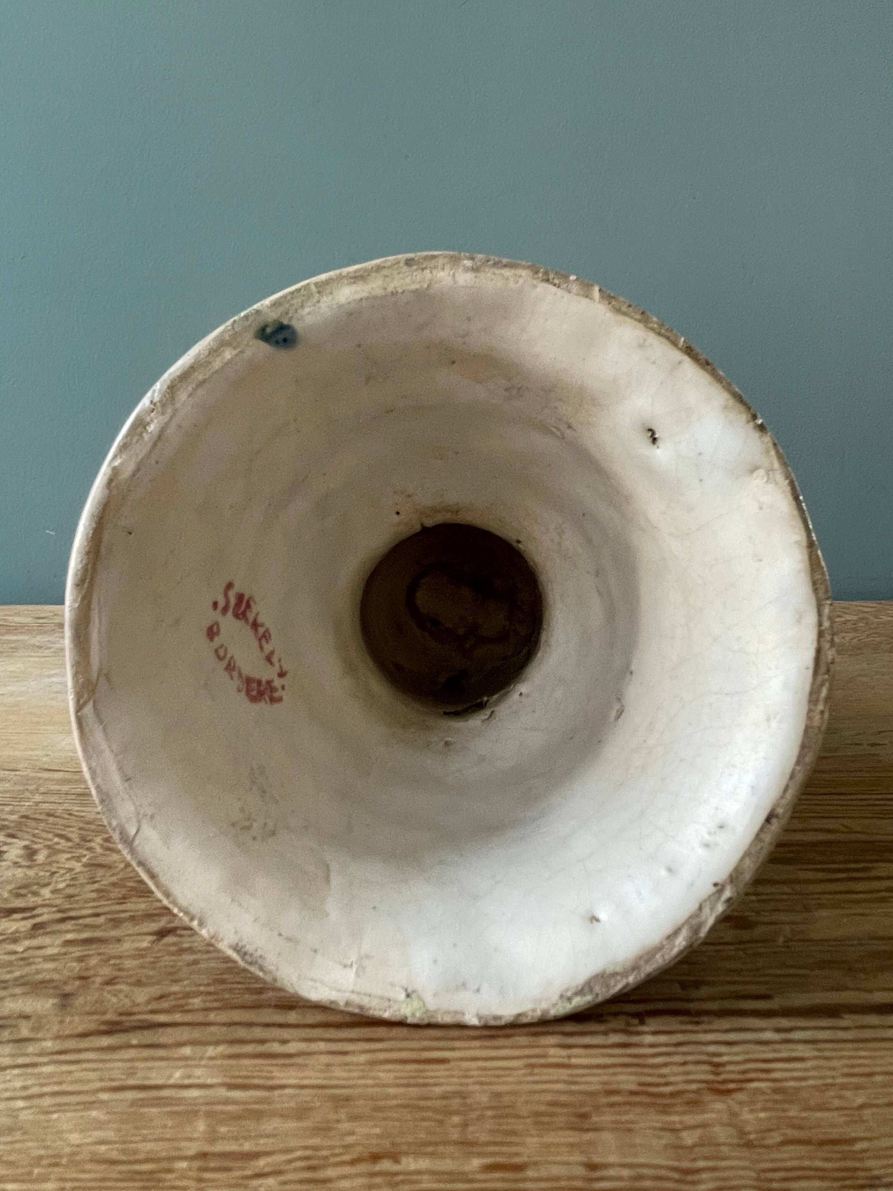 Pair of earthenware sconces signed Borderie - Szekely