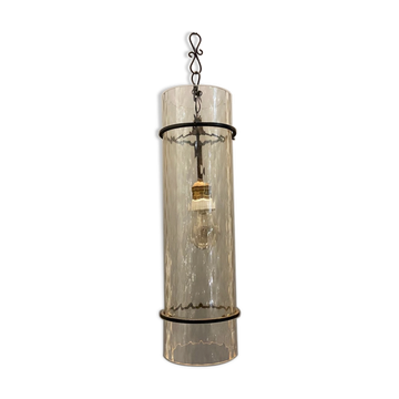 Italian wrought iron murano lamp light pendant