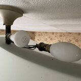 Rectangular ceiling light / chandelier in sandblasted glass and vintage Art Deco chrome