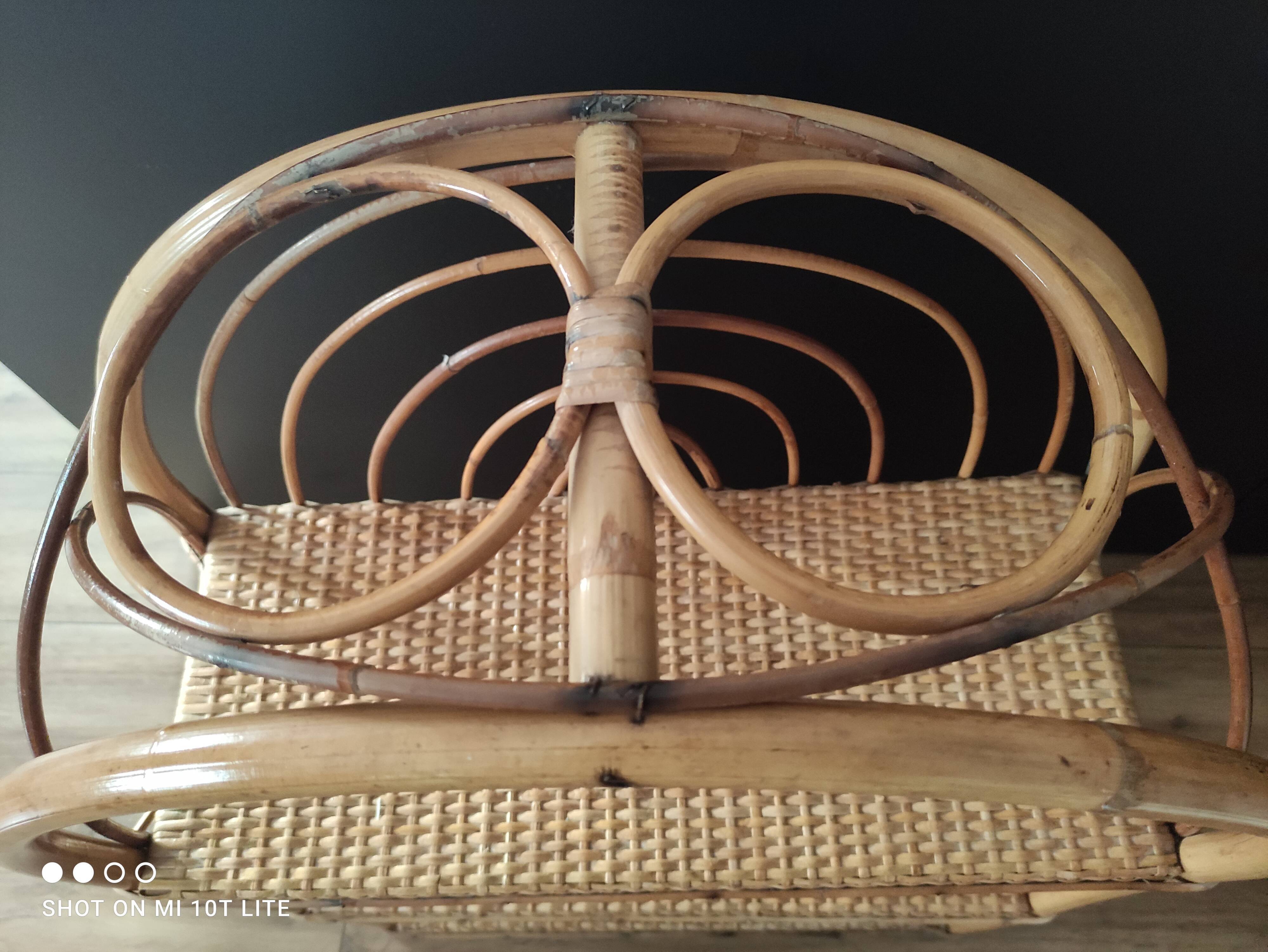 Shelf arch vintage rattan light honey 3 levels