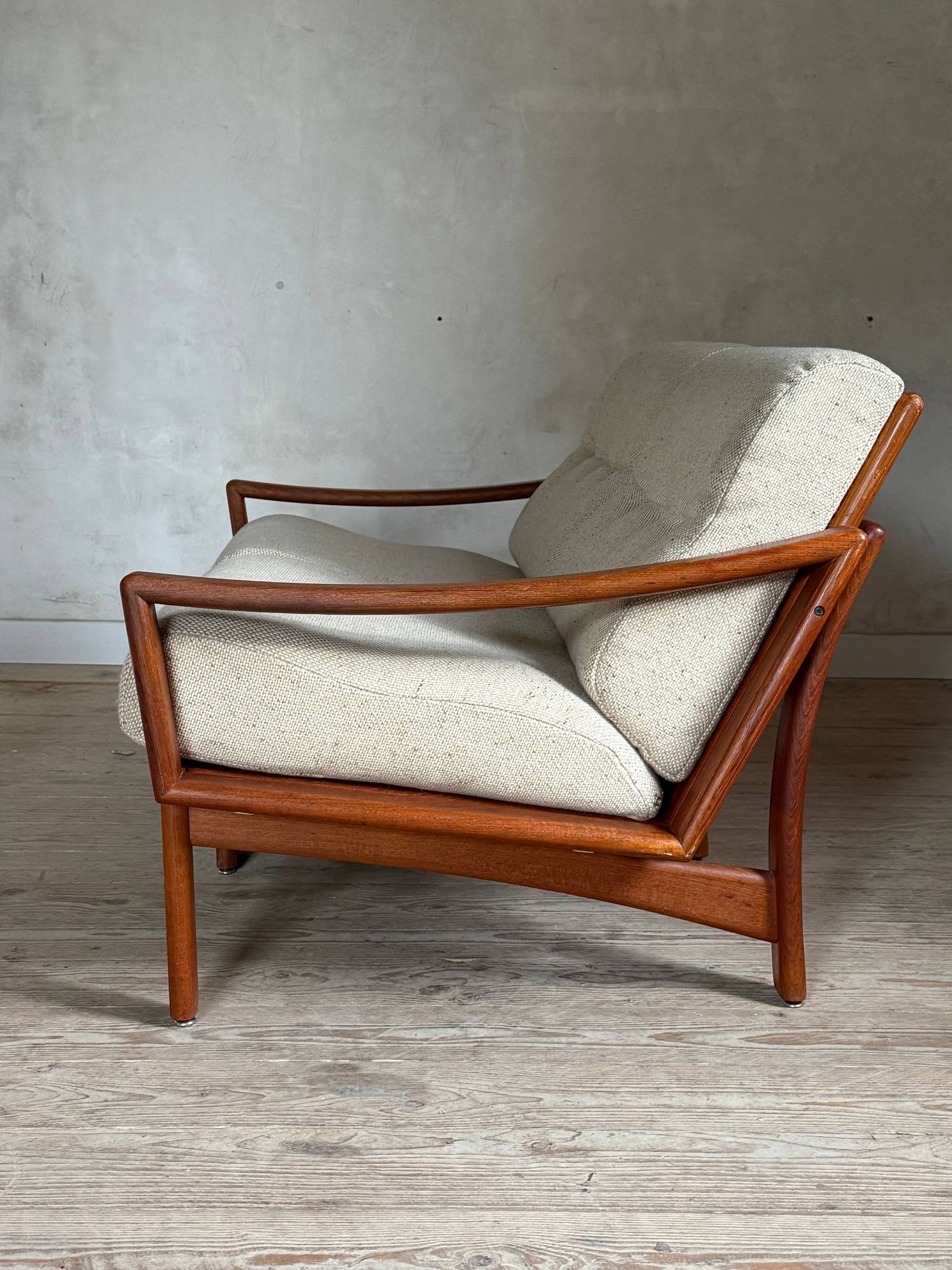 Scandinavian teak 2-seater banquette sofa Kirsten & Sven E. Jensen