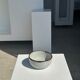 Small white glazed ceramic bowl black edges
