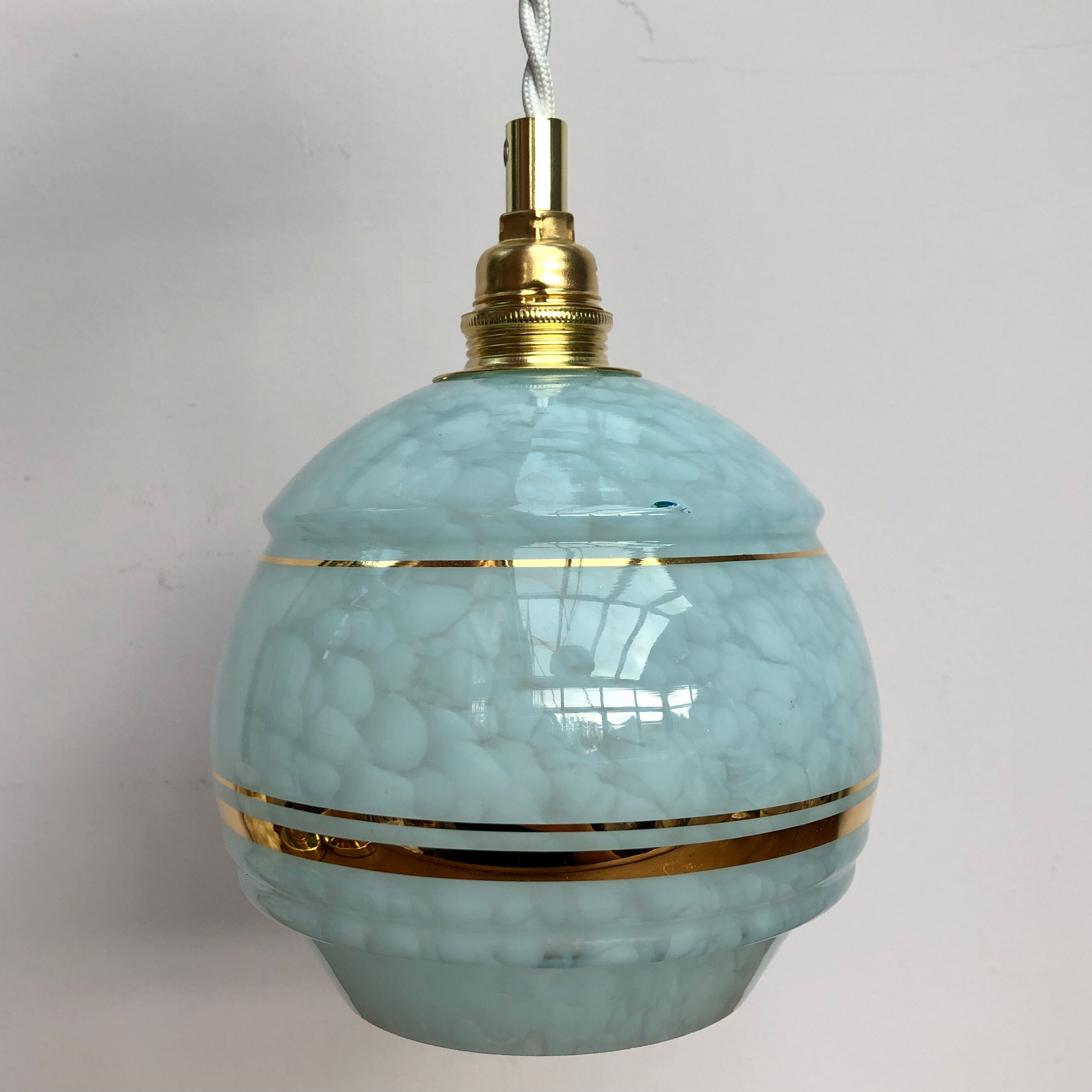 Baladeuse tulipe vintage en verre de clichy bleu