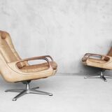 Swivel Leather Chairs by Carl Straub, 1950s, Set of 2