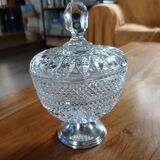 Antique glass and metal sugar bowl